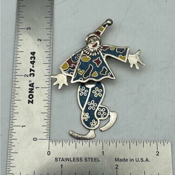 Vintage Taxco Clown 925 Silver Brooch Articulated legs - Picture 5 of 8